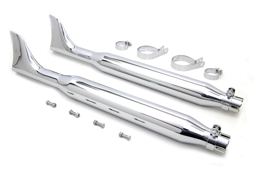 Chrome Fishtail Muffler Kit 30 0 /  Custom application for 1-3/4 exhaust pipes"0 /  Custom application for 1-3/4 exhaust pipes"