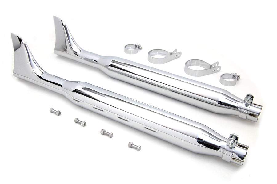 Chrome Fishtail Muffler Kit 30 0 /  Custom application for 1-3/4 exhaust pipes"0 /  Custom application for 1-3/4 exhaust pipes"