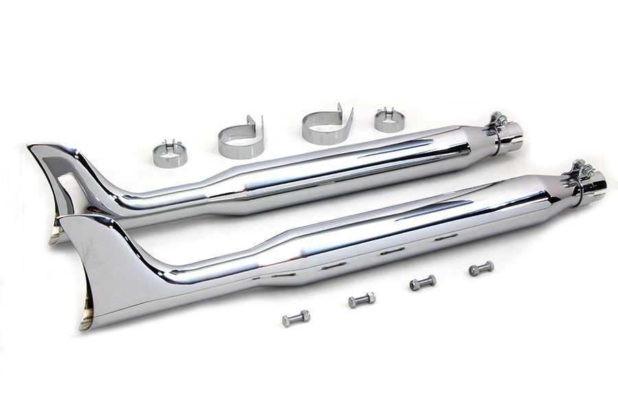 Chrome Fishtail Muffler Kit 30 0 /  Custom application for 1-3/4 exhaust pipes"0 /  Custom application for 1-3/4 exhaust pipes"