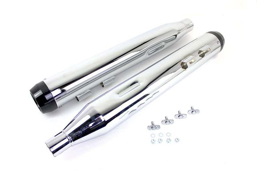 Wyatt Gatling Muffler Set Chrome with Black Taper Tip 2017 / UP FLT