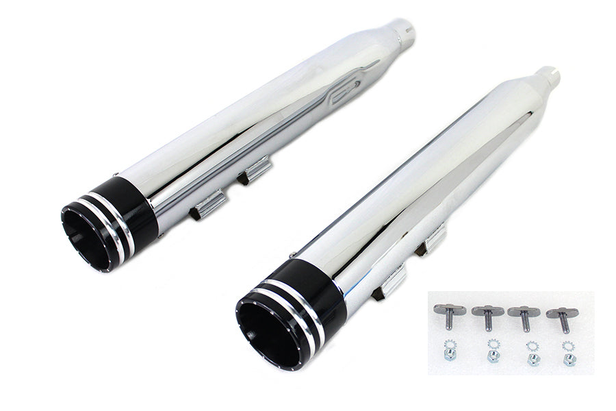 Wyatt Gatling Muffler Set Chrome with Black 2 Ring Comet Tip 2017 / UP FLT
