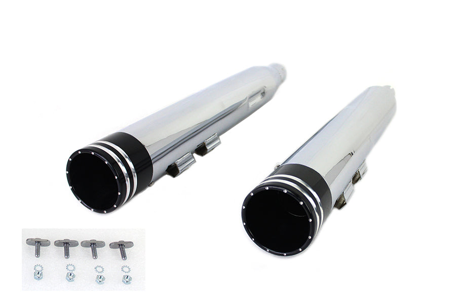 Wyatt Gatling Muffler Set Chrome with Black 2 Ring Comet Tip 2017 / UP FLT