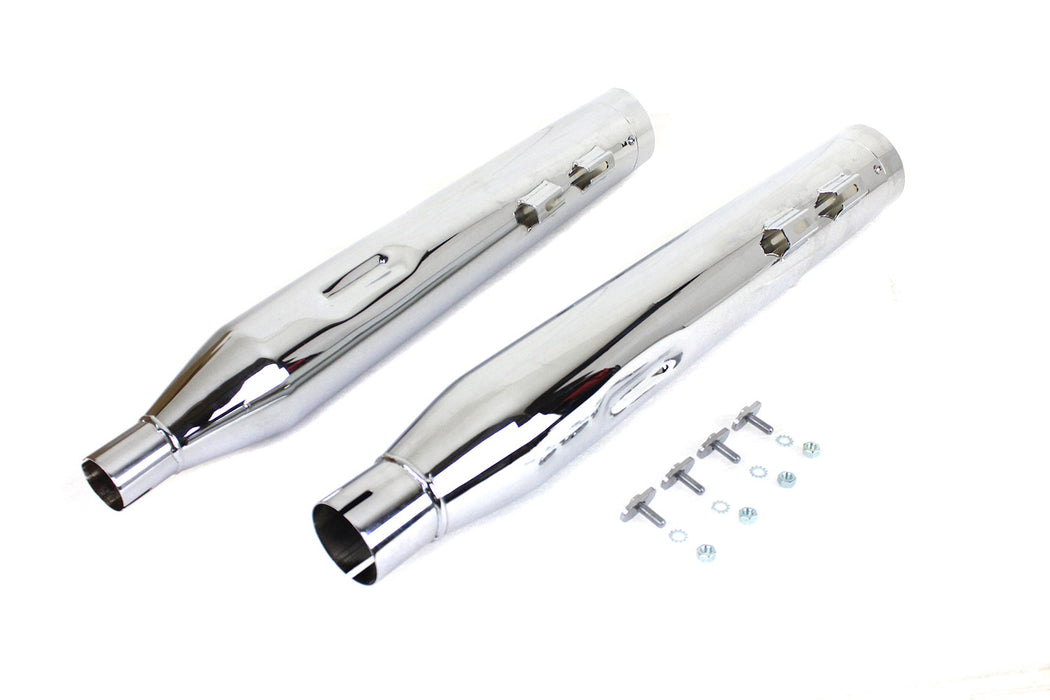 Wyatt Gatling Muffler Set Chrome with Black Slash Down Tip 2017 / UP FLT