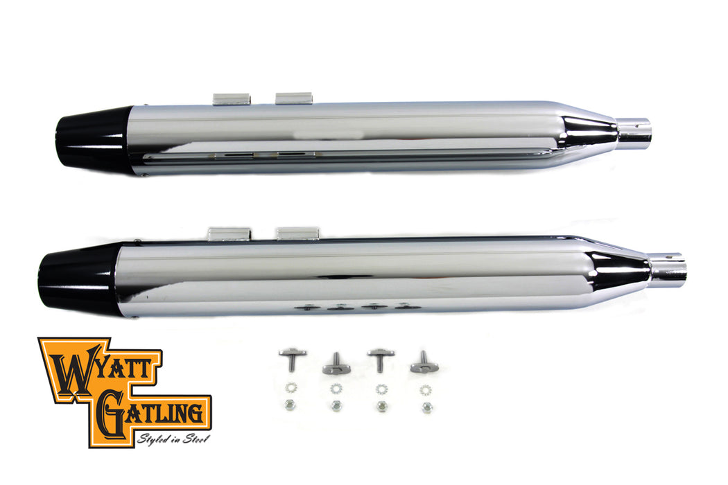 Wyatt Gatling Muffler Set with Black Long Tapered End Tips 1995 / 2016 FLT