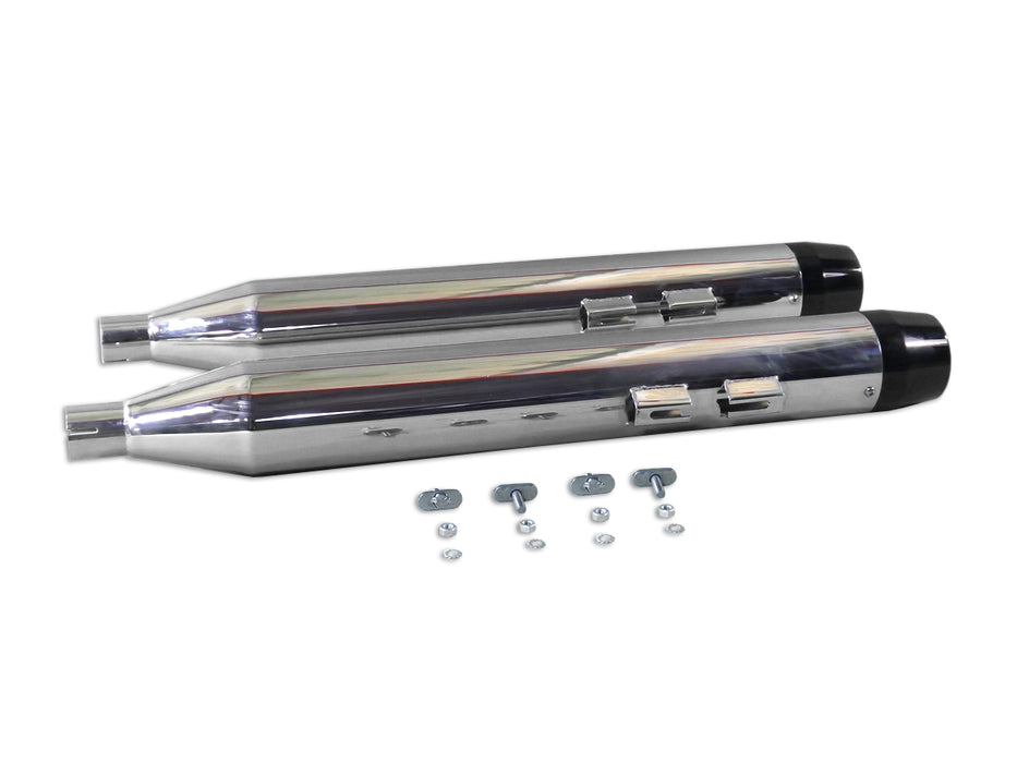 Chrome Muffler Set with Black Medium Tapered End Tips 1995 / 2016 FLT