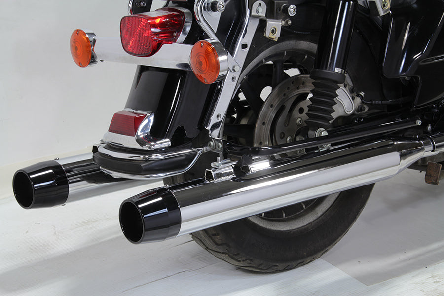 Chrome Muffler Set with Black Medium Tapered End Tips 1995 / 2016 FLT