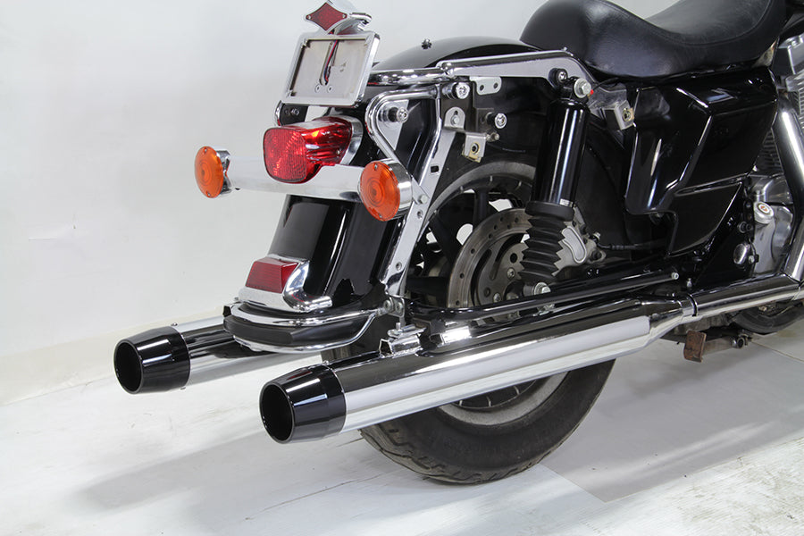 Chrome Muffler Set with Black Medium Tapered End Tips 1995 / 2016 FLT