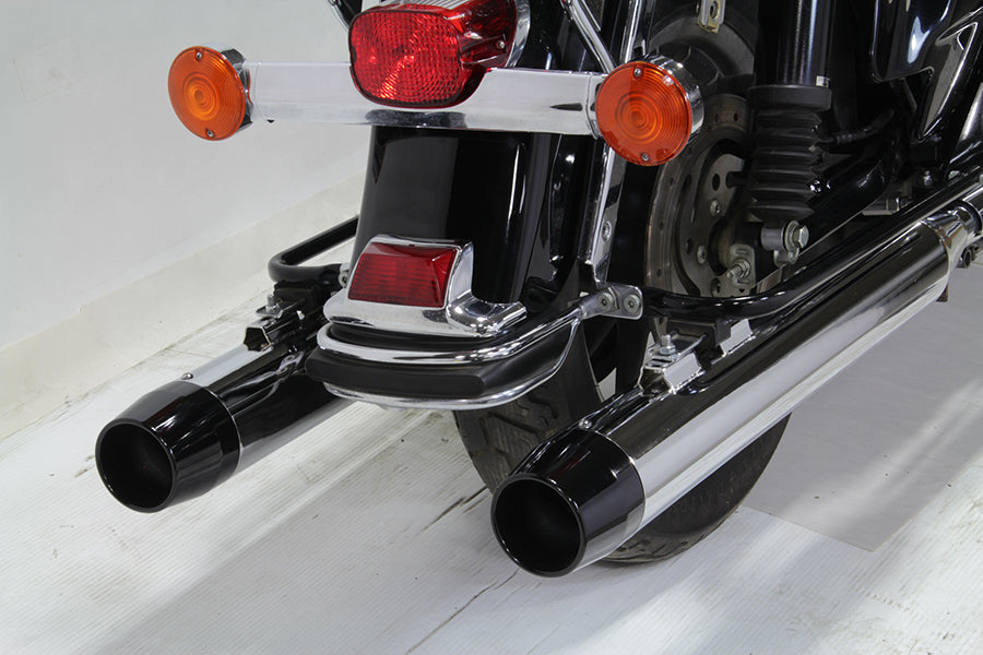 Chrome Muffler Set with Black Medium Tapered End Tips 1995 / 2016 FLT