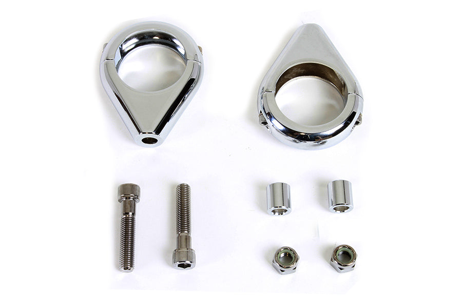 Chrome Turn Signal Clamp Kit 39mm Forks 0 /  Custom application for 41mm forks