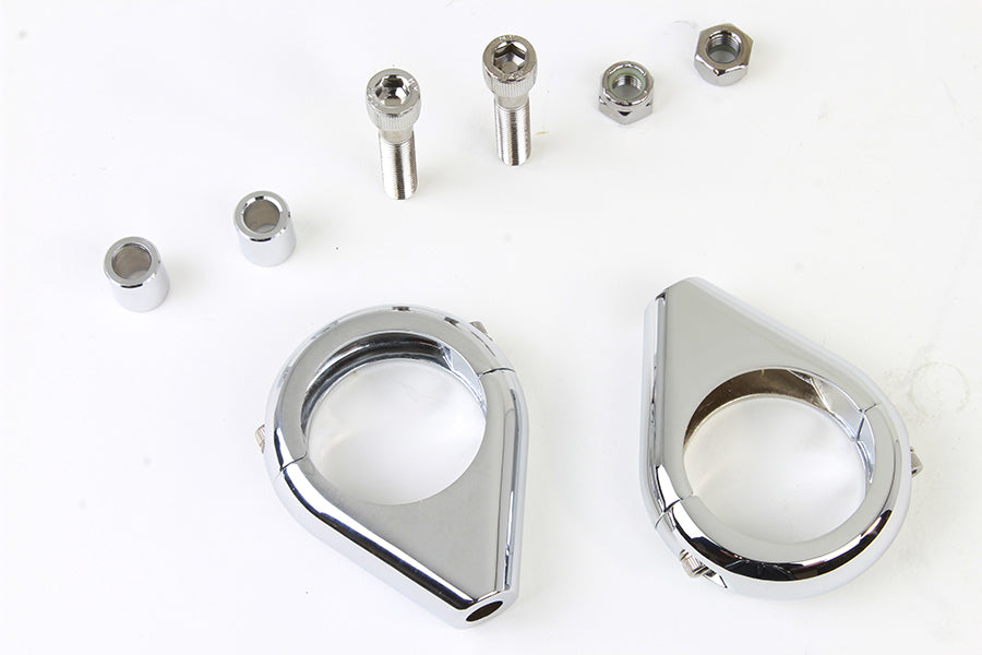 Chrome Turn Signal Clamp Kit 39mm Forks 0 /  Custom application for 41mm forks