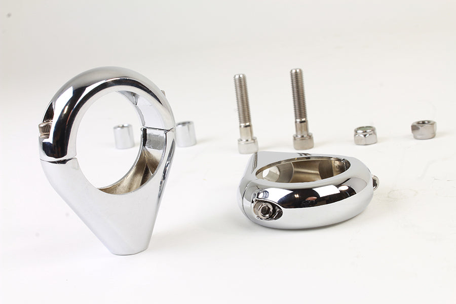 Chrome Turn Signal Clamp Kit 39mm Forks 0 /  Custom application for 41mm forks