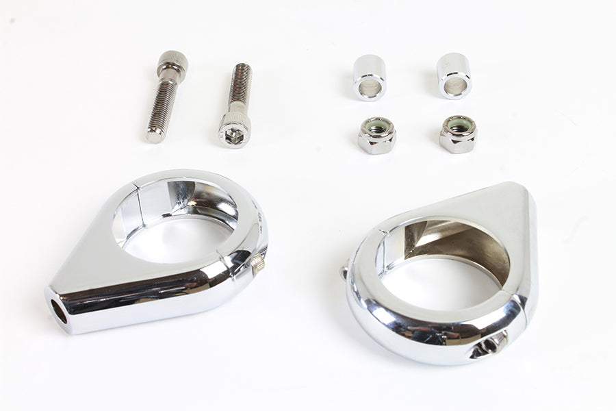 Chrome Turn Signal Clamp Kit 39mm Forks 0 /  Custom application for 41mm forks