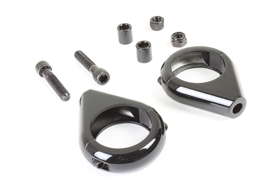 Black Turn Signal Clamp Kit for 39mm Forks 0 /  Custom application for 41mm forks