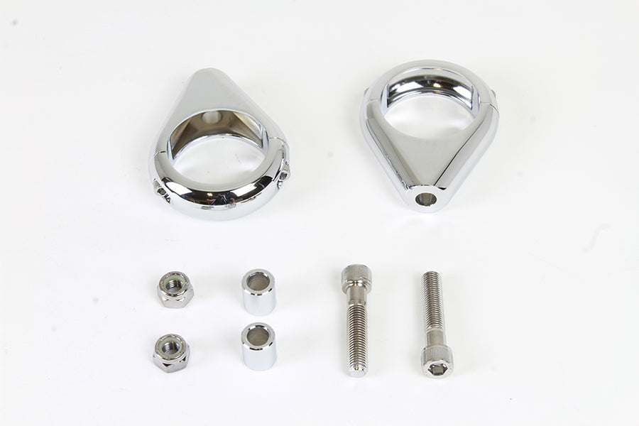 Chrome Turn Signal Clamp Kit 41mm Forks 0 /  Custom application for 39mm forks