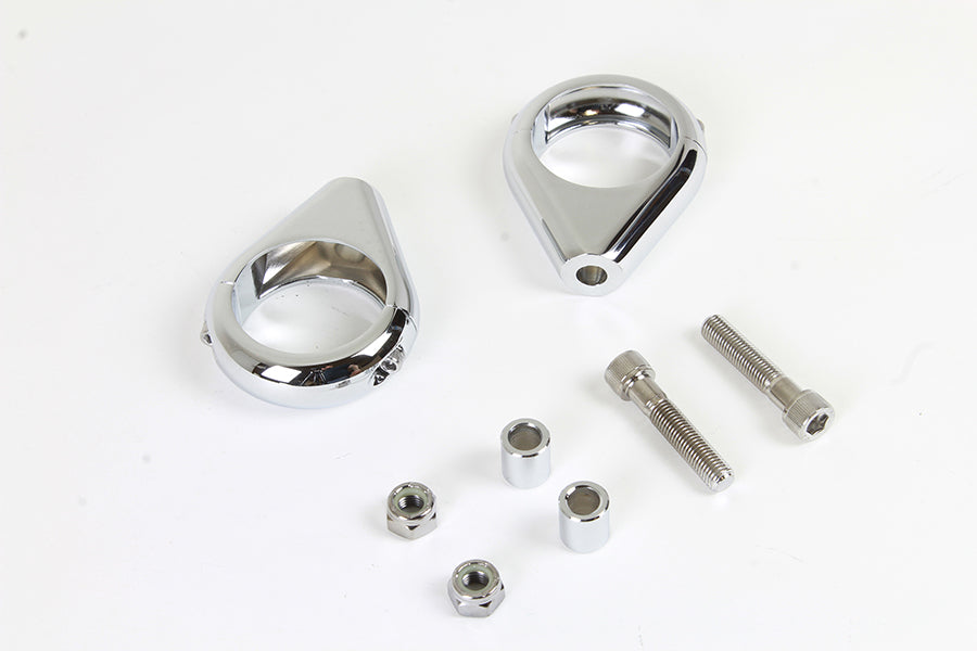 Chrome Turn Signal Clamp Kit 41mm Forks 0 /  Custom application for 39mm forks