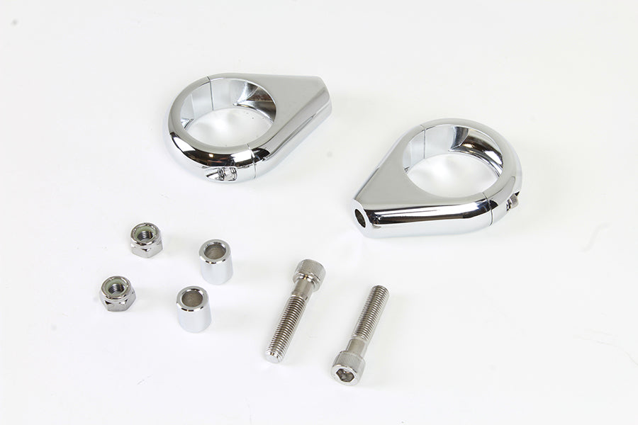 Chrome Turn Signal Clamp Kit 41mm Forks 0 /  Custom application for 39mm forks