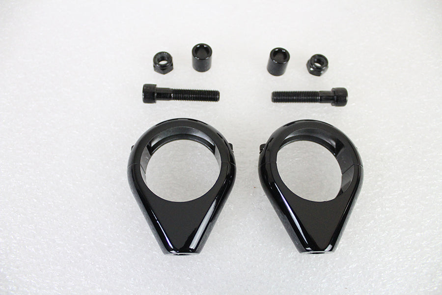 Black Turn Signal Clamp Kit 41mm Forks 0 /  Custom application for 39mm forks