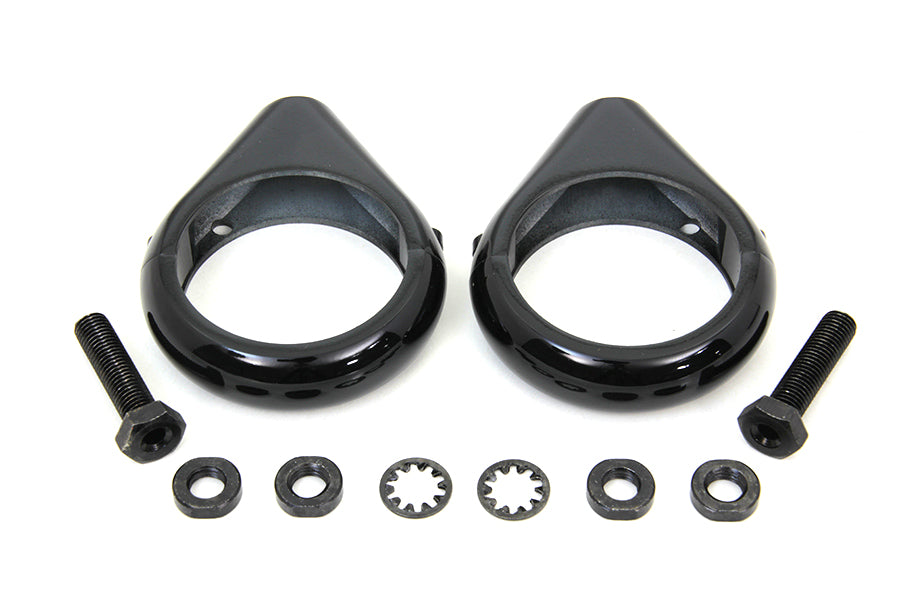 Black Turn Signal Clamp Kit 49mm Forks 0 /  Custom application for 49mm forks