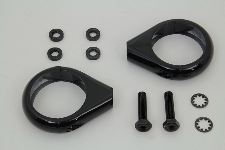 Black Turn Signal Clamp Kit 49mm Forks 0 /  Custom application for 49mm forks