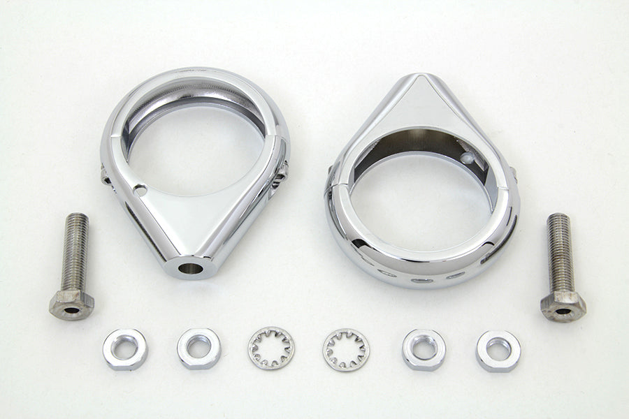 Chrome Turn Signal Clamp Kit 49mm Forks 0 /  Custom application for 49mm forks