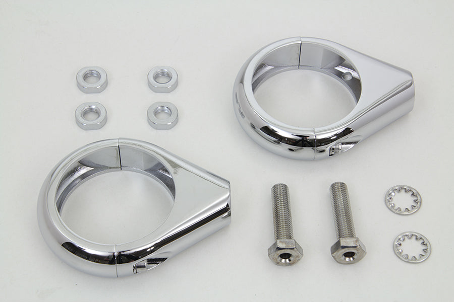 Chrome Turn Signal Clamp Kit 49mm Forks 0 /  Custom application for 49mm forks