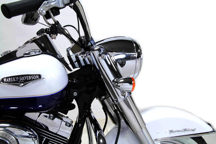 Chrome Turn Signal Bracket Set 1997 / 2013 FLHR Road King Headlamp Nacelle1997 / 2013 FLT