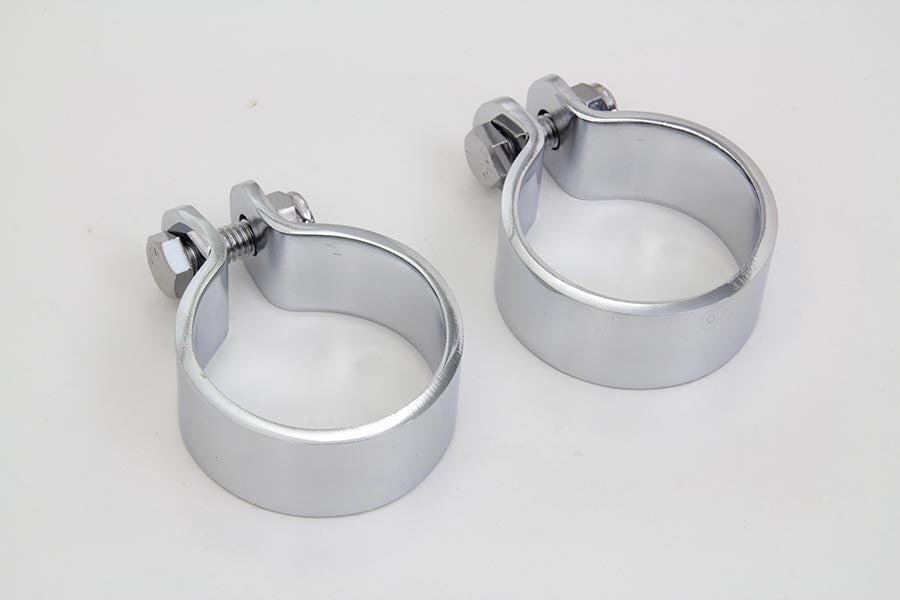 Chrome 1-7/8 Heavy Muffler Body and End Clamp Set