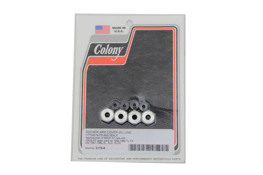 Rocker Arm Cover Oil Line Fitting Nuts and Seals Kit 1966 / 1984 FL 1971 / 1984 FX 1957 / 1984 XL 1979 / 1984 FLT 1979 / 1984 FLT 1982 / 1984 FXR 1982 / 1984 FXR