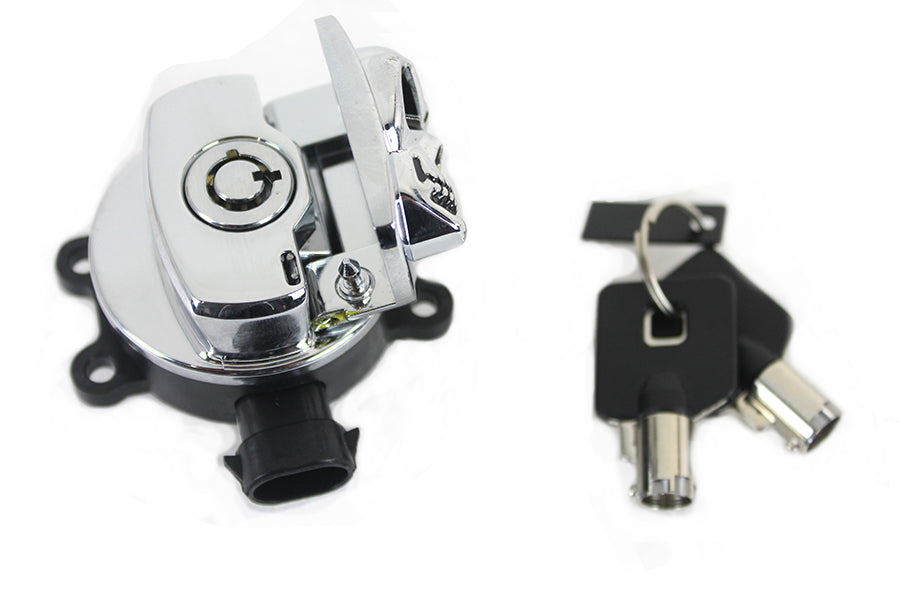 Chrome Ignition Switch with Chrome Skull 2011 / 2017 FLST 2011 / 2017 FLSTF 2014 / 2018 FLHR 2014 / 2018 FLHRC 2012 / 2017 FLD 2012 / 2017 FXDF 2012 / 2017 FXDWG 2012 / 2017 FXDB