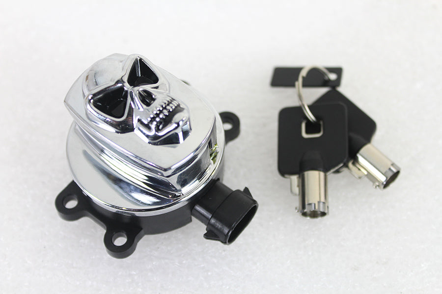 Chrome Ignition Switch with Chrome Skull 2011 / 2017 FLST 2011 / 2017 FLSTF 2014 / 2018 FLHR 2014 / 2018 FLHRC 2012 / 2017 FLD 2012 / 2017 FXDF 2012 / 2017 FXDWG 2012 / 2017 FXDB