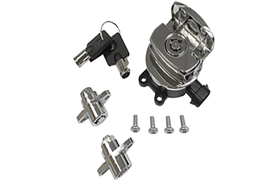Side Hinge Ignition Switch and Saddlebag Lock Kit Chrome 2014 / 2019 FLHR with Hard Saddlebags