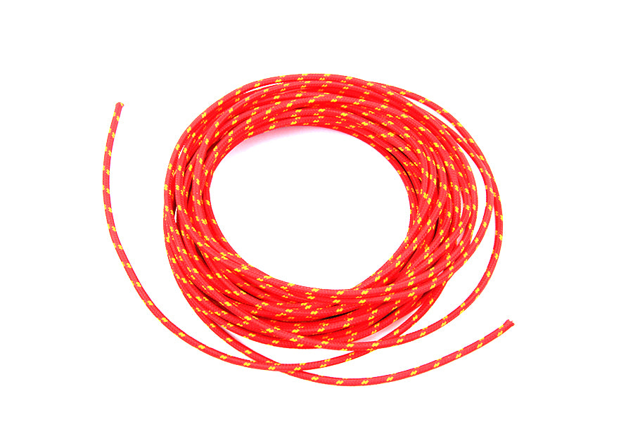 Red with Yellow Dot 25' Braided Wire 0 /  Custom application