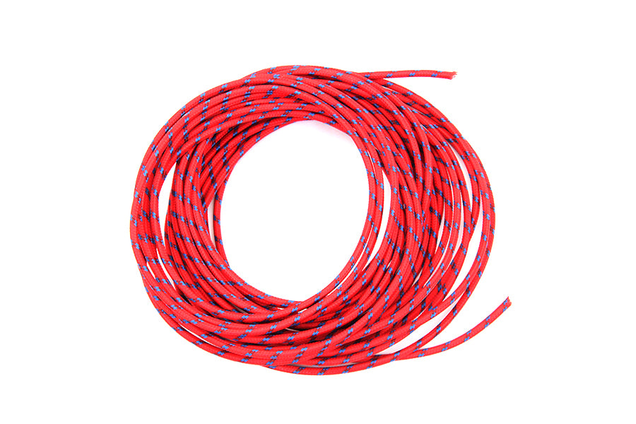 Red with Blue Dot 25' Braided Wire 0 /  Custom application