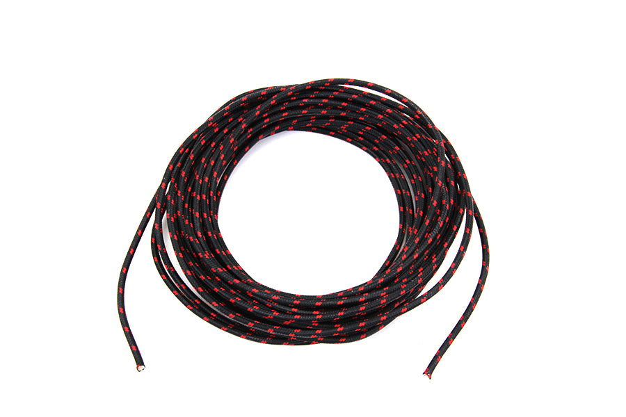 Black with Red Dot 25' Braided Wire 0 /  Custom application