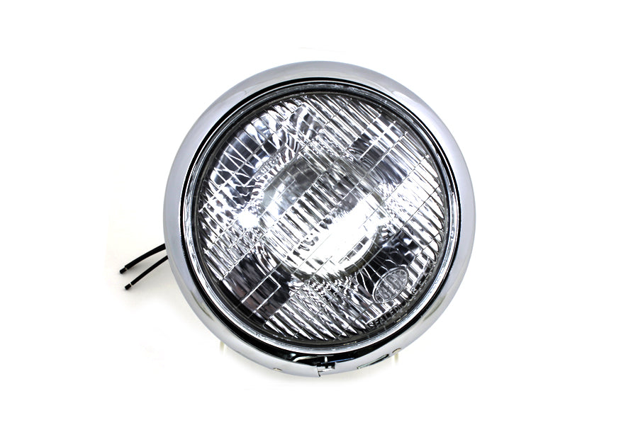 Chrome Replica 7 Round Headlamp 6 Volt 1949 / 1959 FL
