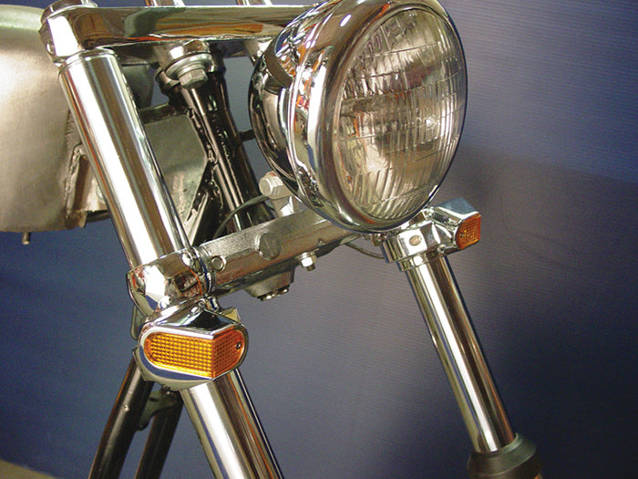 Chrome Front Turn Signal Marker Lamp Set 0 /  Custom application for 35, 39 and 41mm fork tubes
