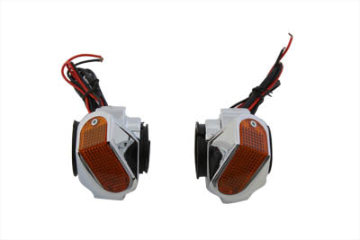 Chrome Front Turn Signal Marker Lamp Set 0 /  Custom application for 35, 39 and 41mm fork tubes