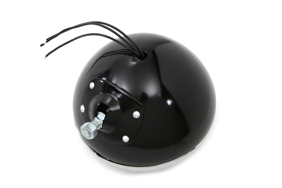 Black Replica 7 Round Headlamp 6 Volt 1949 / 1959 FL