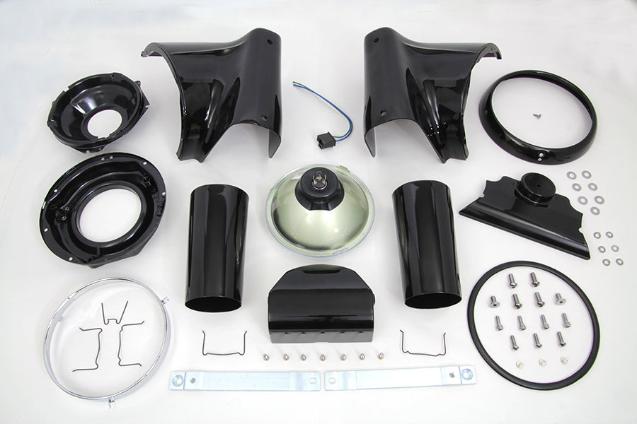 Black 7 Headlamp Cowl Kit 1986 / 2017 FLST 1986 / 2017 FLSTF