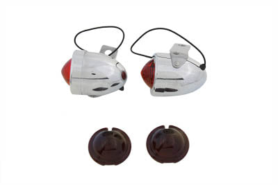 Chrome Bullet Marker Lamp Set with Red Lens 0 /  Custom application