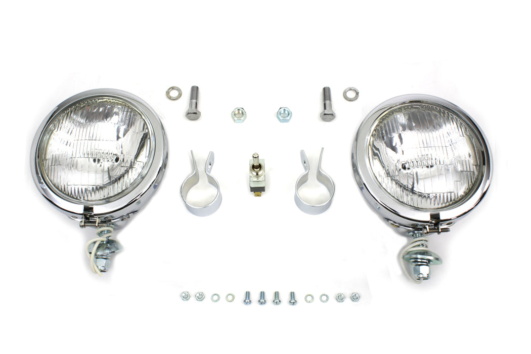 12 Volt 4 1/2" Chrome Spotlamp Kit 0 /  Custom application for 1-1/4" bar"