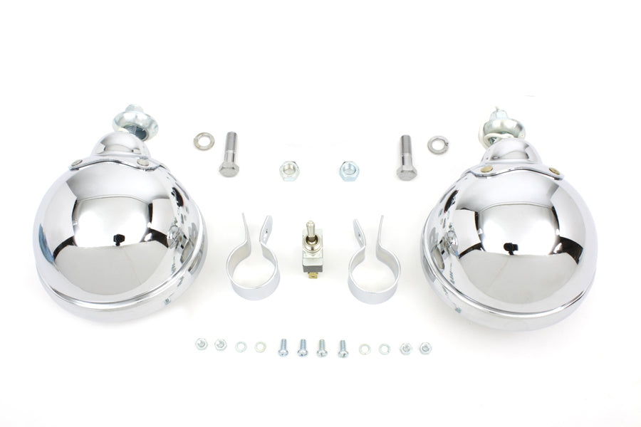 12 Volt 4 1/2" Chrome Spotlamp Kit 0 /  Custom application for 1-1/4" bar"