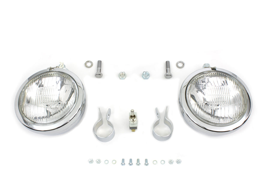 12 Volt 4 1/2" Chrome Spotlamp Kit 0 /  Custom application for 1-1/4" bar"