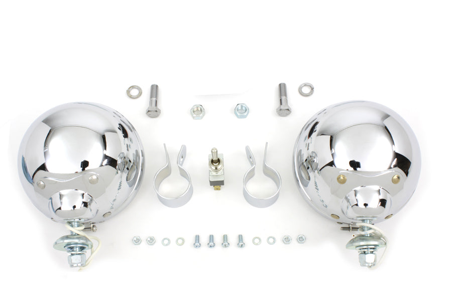 12 Volt 4 1/2" Chrome Spotlamp Kit 0 /  Custom application for 1-1/4" bar"