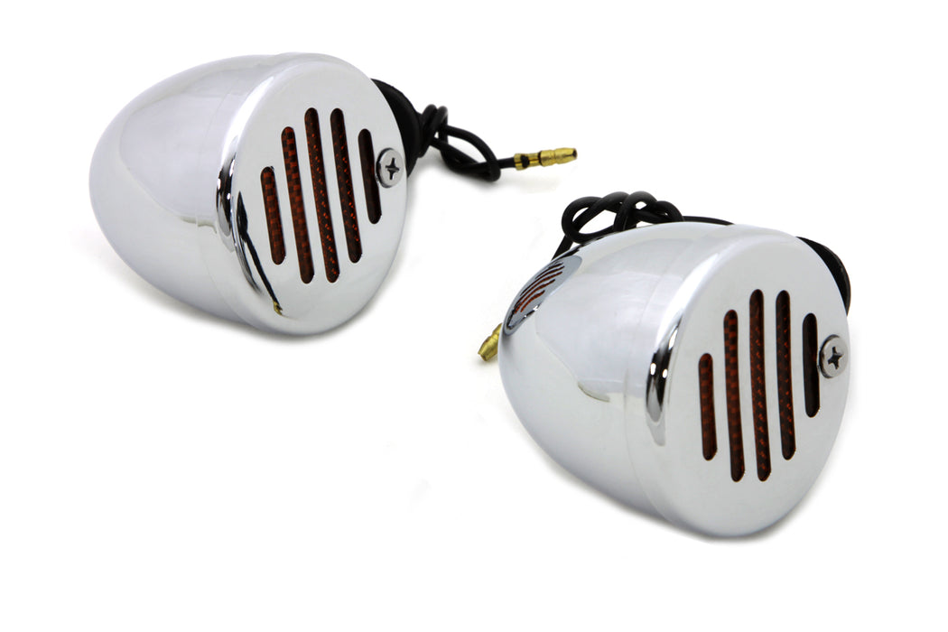 Chrome Shielded Bullet Marker Lamp Set with Amber Lens 0 /  Custom application