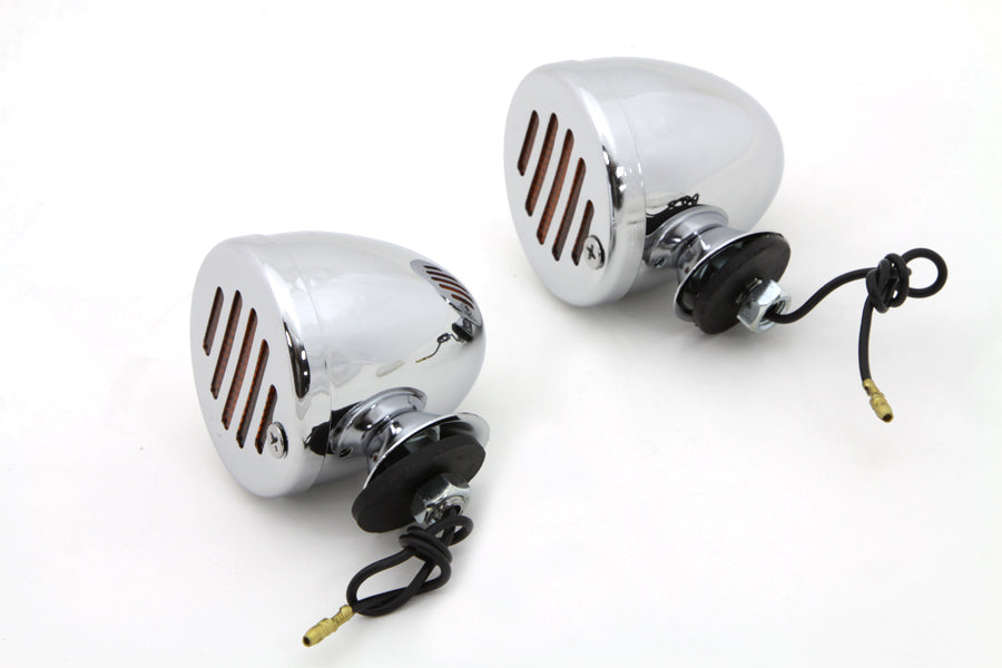 Chrome Shielded Bullet Marker Lamp Set with Amber Lens 0 /  Custom application