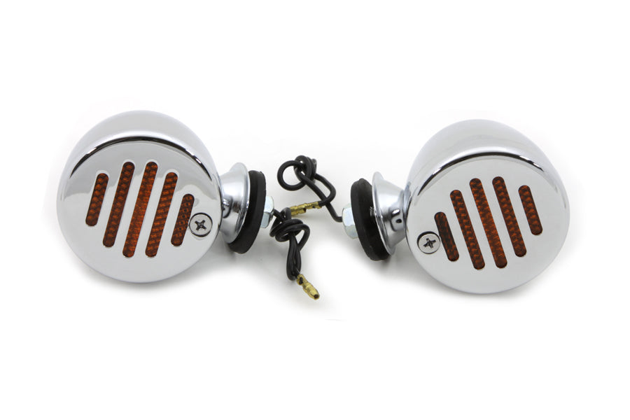 Chrome Shielded Bullet Marker Lamp Set with Amber Lens 0 /  Custom application