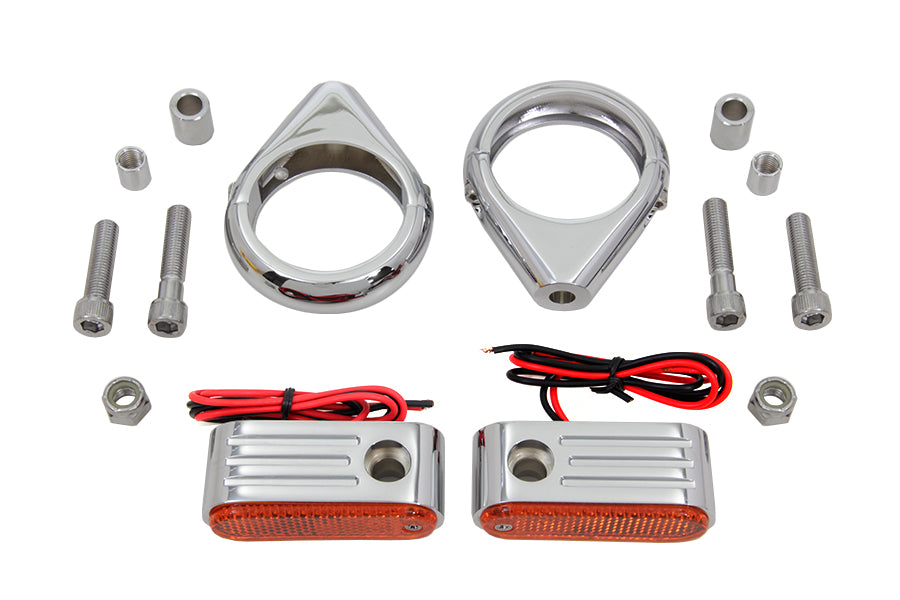Turn Signal Kit Front with 49mm Fork Clamps 0 /  Custom application