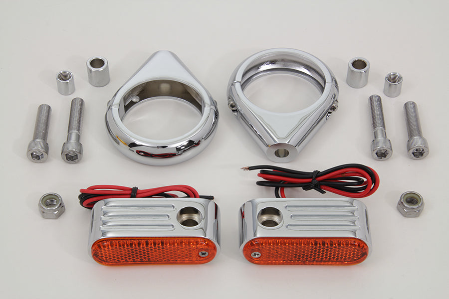 Turn Signal Kit Front with 49mm Fork Clamps 0 /  Custom application