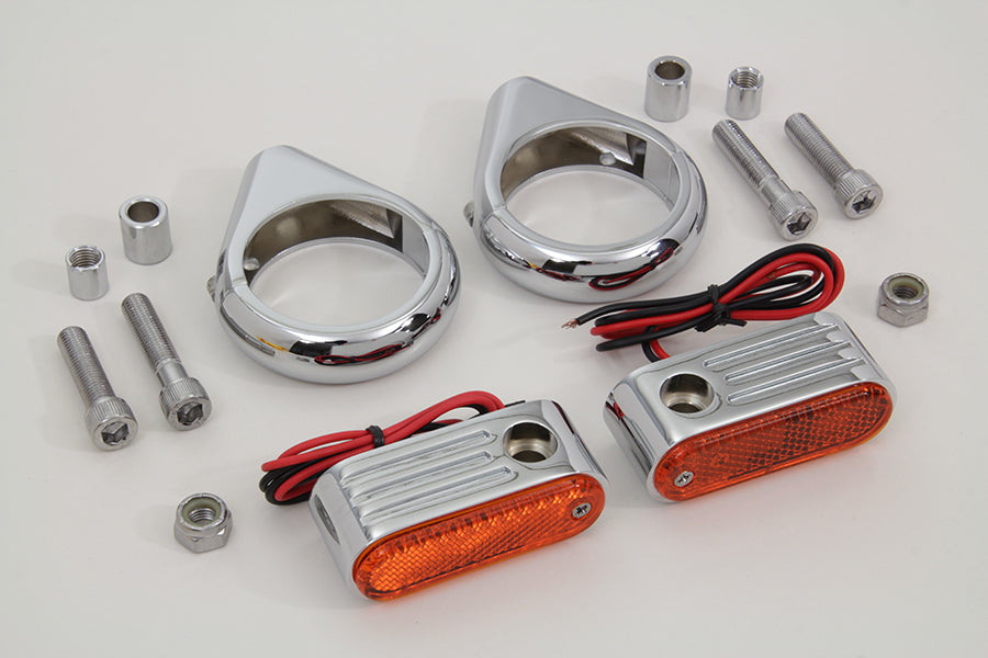 Turn Signal Kit Front with 49mm Fork Clamps 0 /  Custom application